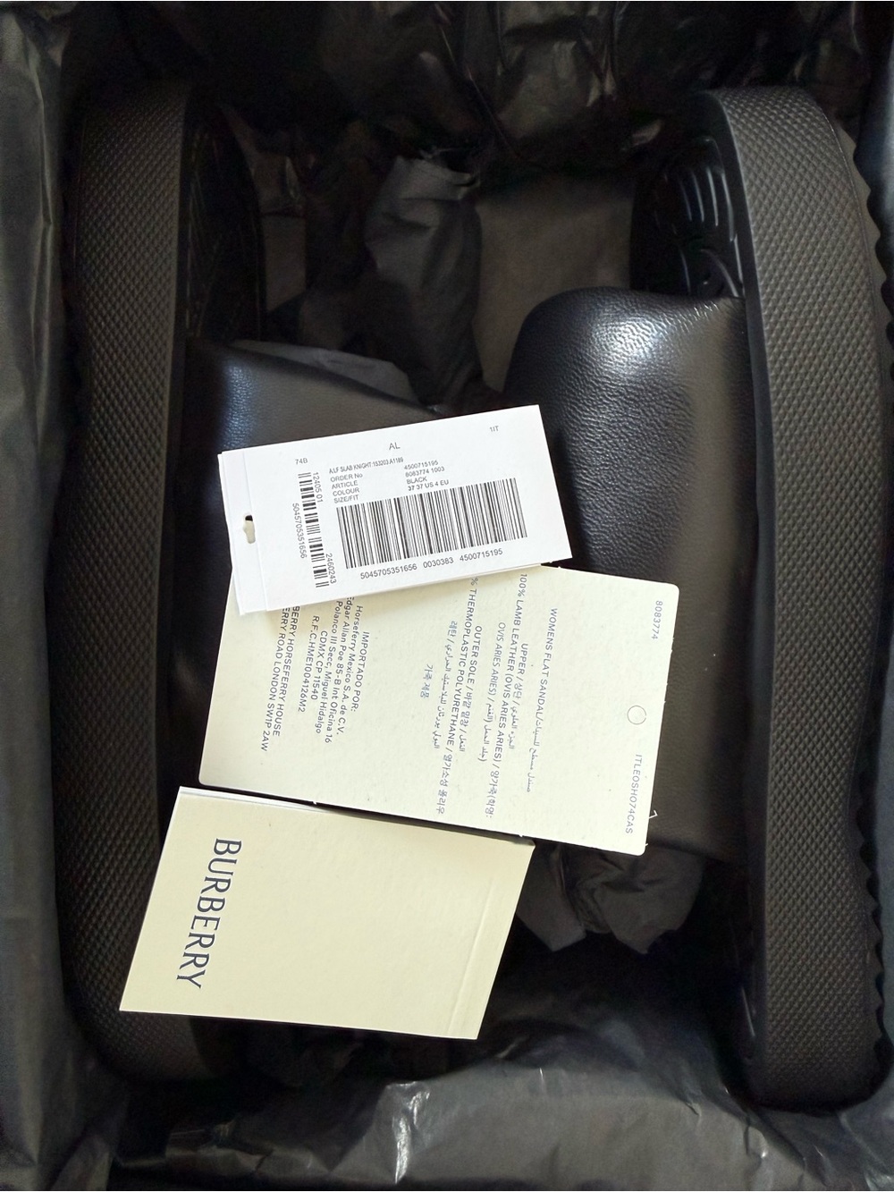 Burberry Black EKD Slab Slide Sandals - Picture 2 of 6